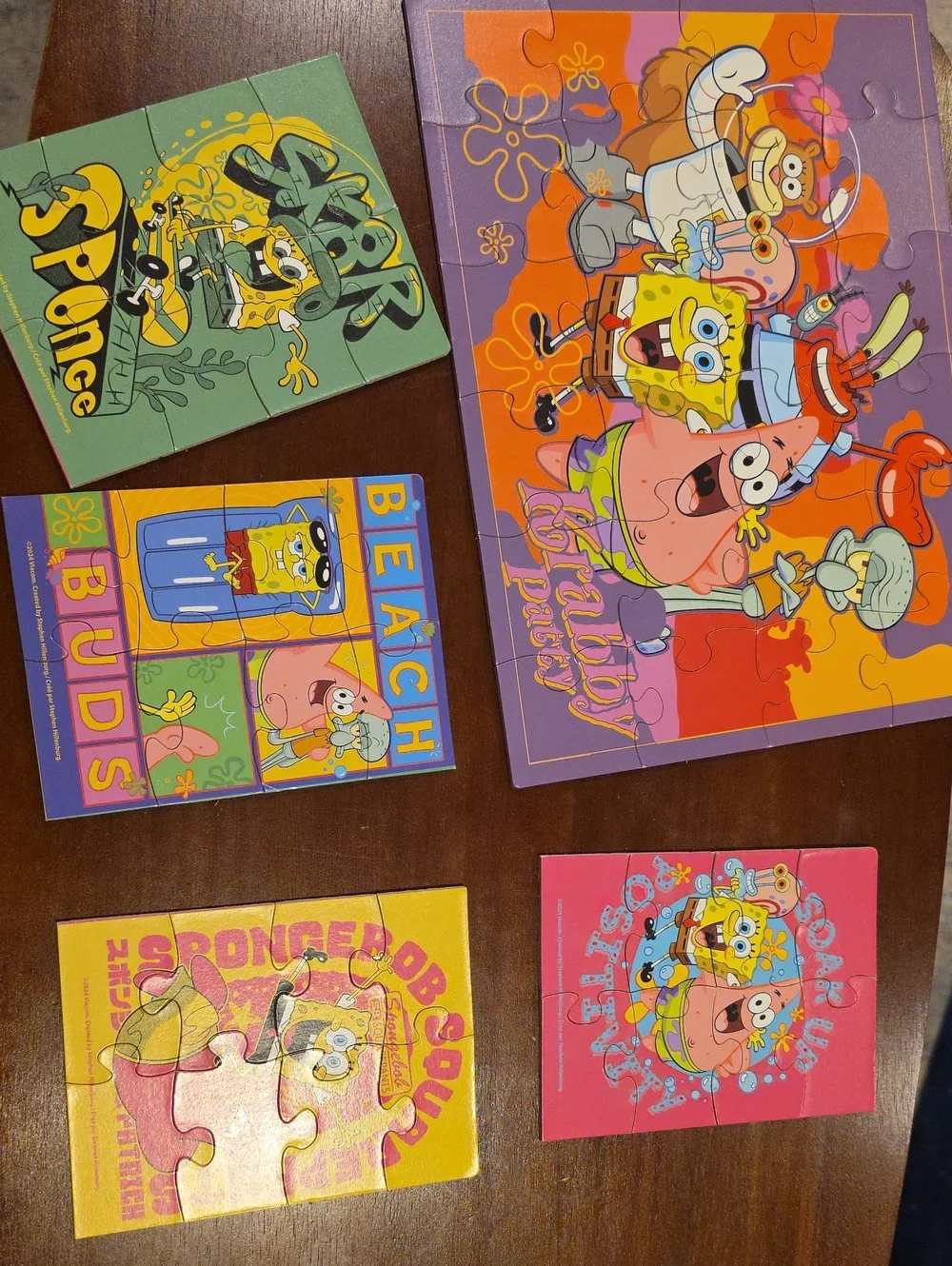 SpongeBob Squarepants Puzzle Bundle – Yellow, Pink, Purple & Green Art